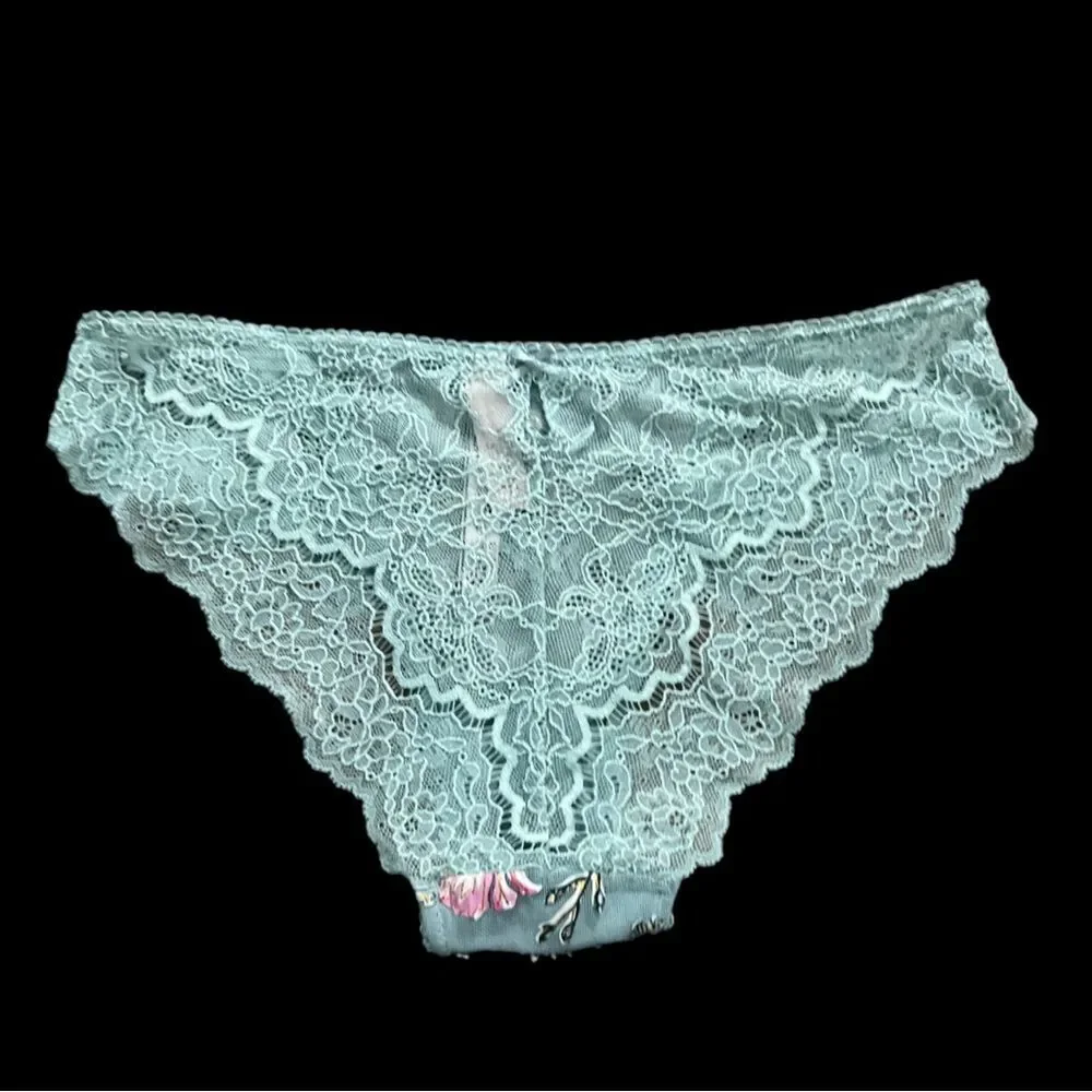 Victorias Secret Dream Angels Floral appliqué Mesh / Sheer Lace Cheekini panty S